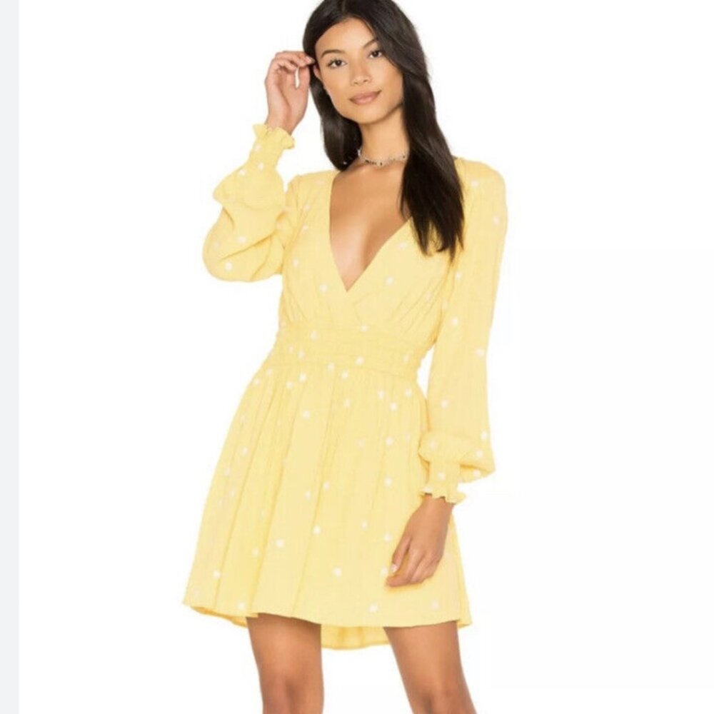 For Love & Lemons daisy deep v neck empire waist mini Dress Sz S